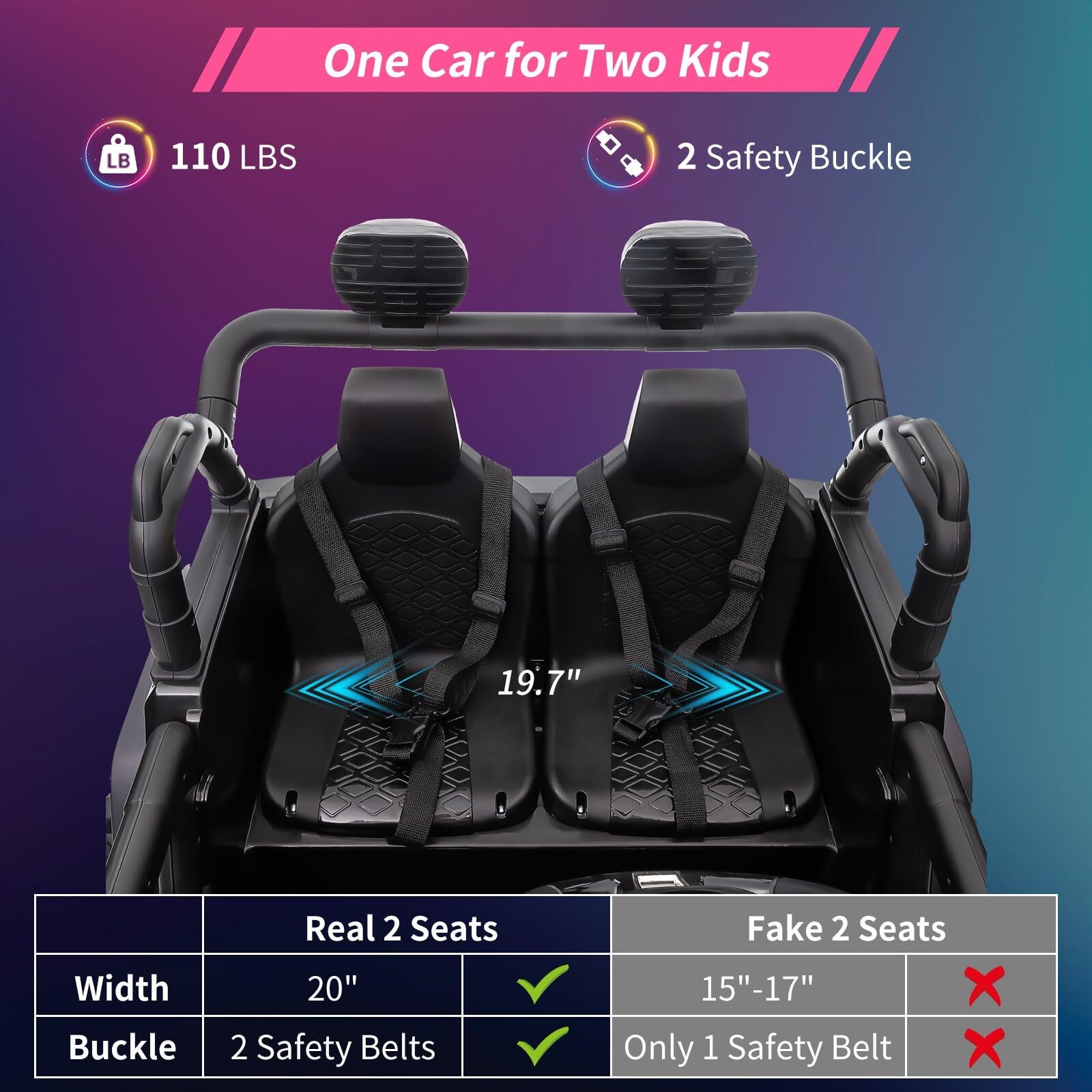 24V Electric Kids Ride On Cars with Remote Control 2 Seats Truck Toys Gifts