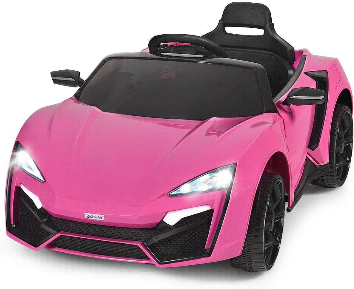Pink Ride on Car, 12V Battery Powered Electric Vehicle W/Remote Control,3 Speeds