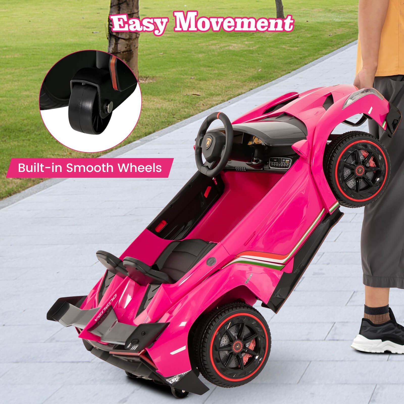 12V Lamborghini 4WD Kids Ride-on Sports Car Battery Powered w/ Power Adapter