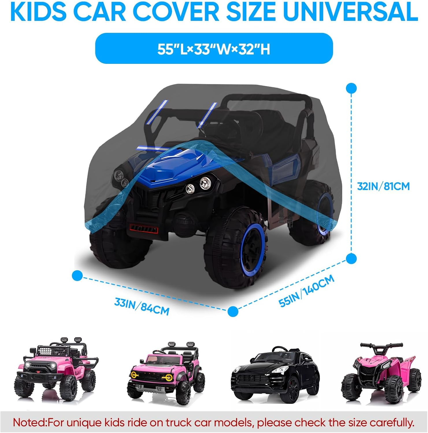 Kids Ride-On Toy Car Cover, Heavy Duty 420D Oxford Kids Electric Car Cover Water