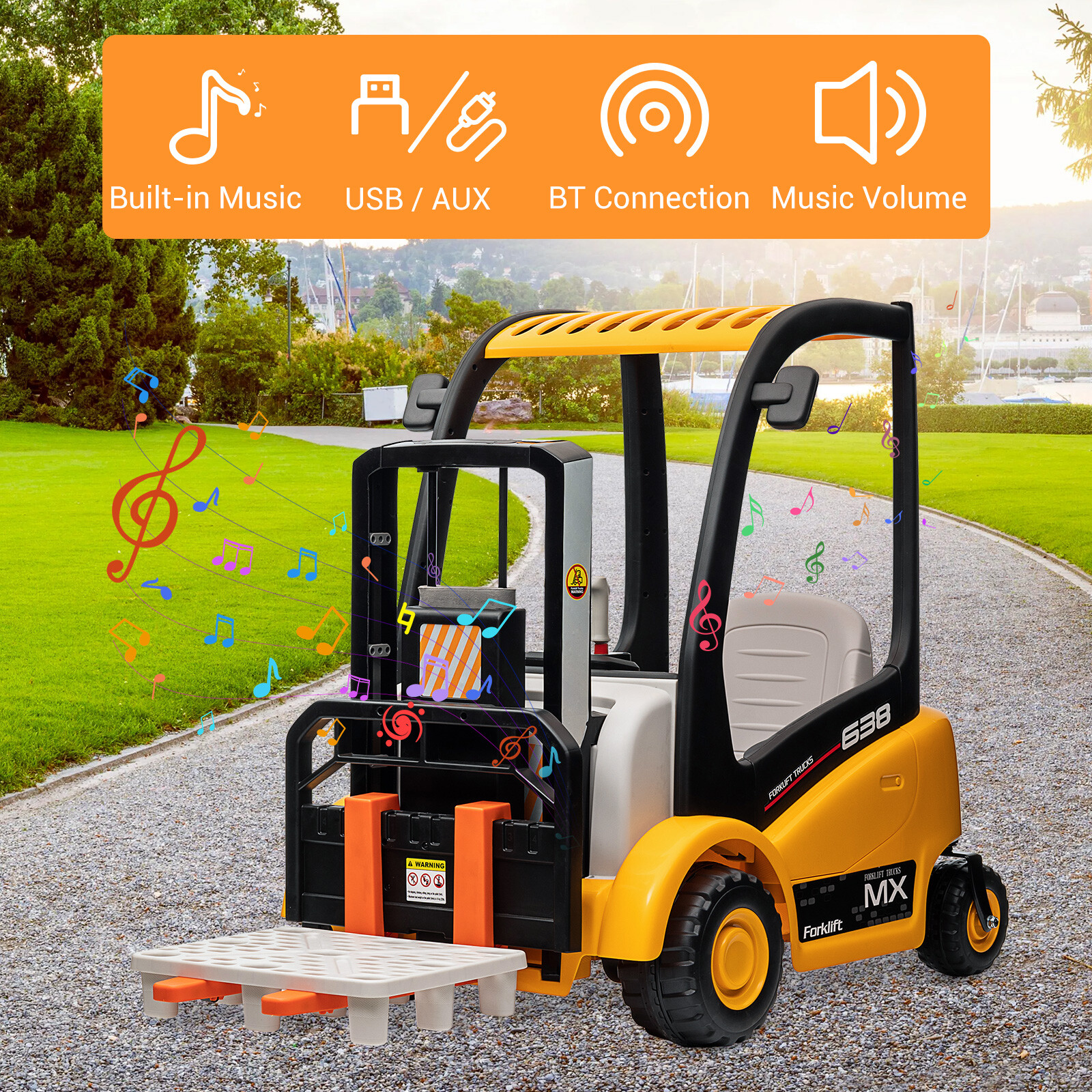 Kids Forklift Ride On Cars W/ Remote Control Battery Powered Electric Vehicle