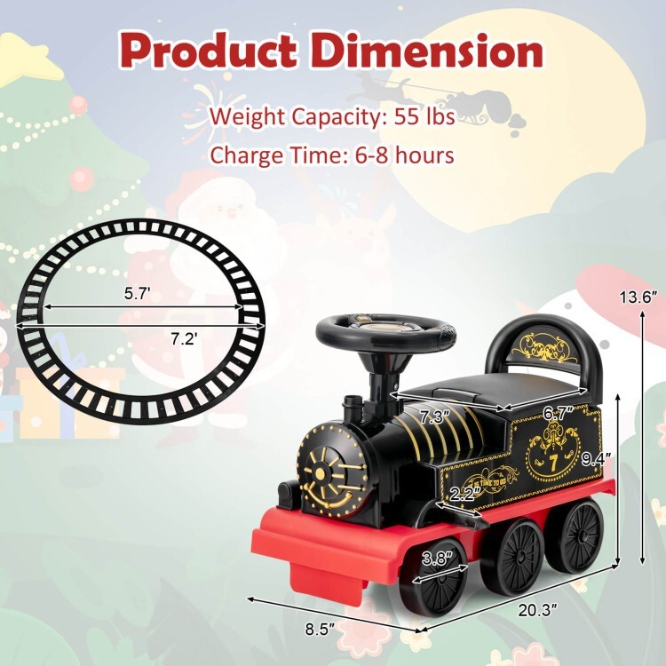 6V Rechargeable Battery Kids Ride on Electric Train Gift Kids w/Durable Wheels