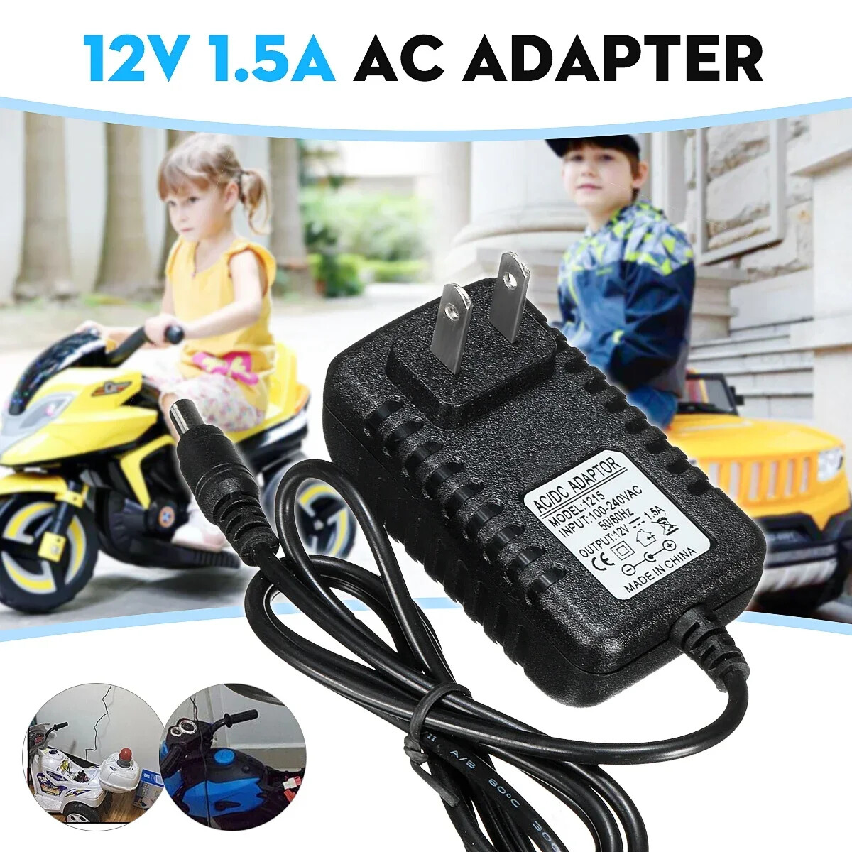 Power Supply Battery Charger Adapter AC 100-240V To DC 12V 1A