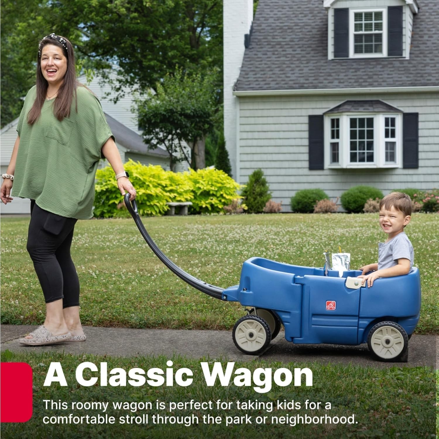 Kids Ride On Wagon for Toddlers 1.5-5 Blue Durable Plastic