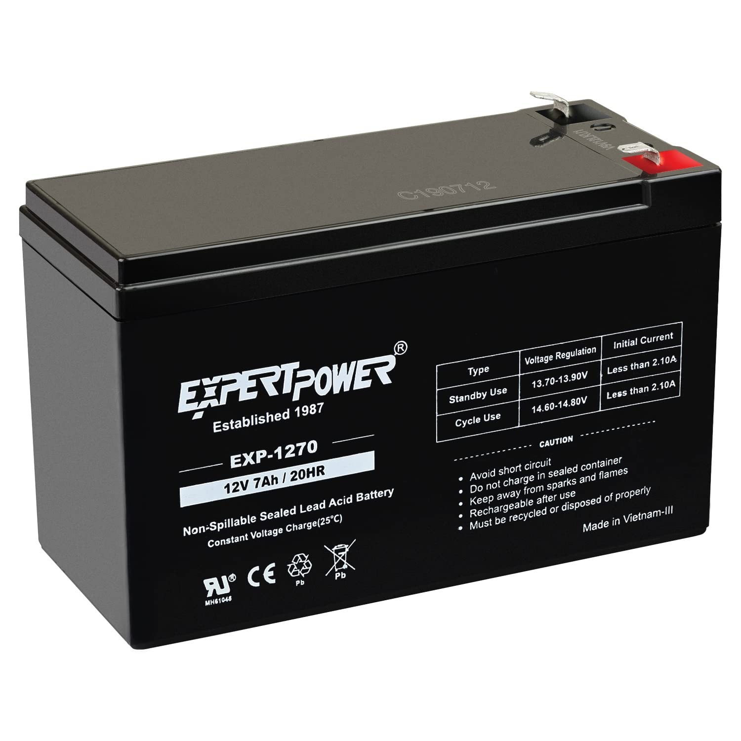 ExpertPower 12V 7Ah – SLA Rechargeable 12V Battery for Ride-On Toys, Alarm Sy…
