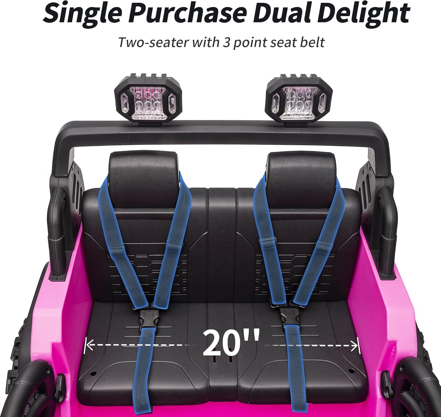 2 Seater Ride on Car Truck, 12V Kids Electric Ride on Toy for Big Kids Age 3-8 W