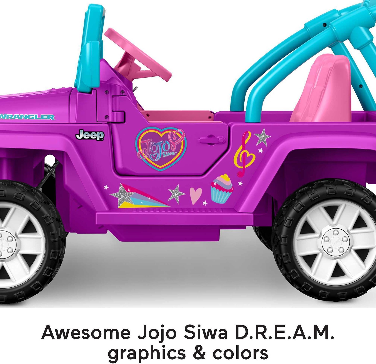 Power Wheels JoJo Siwa Jeep Wrangler 12V Battery-Powered Ride-on Vehicle for Pre
