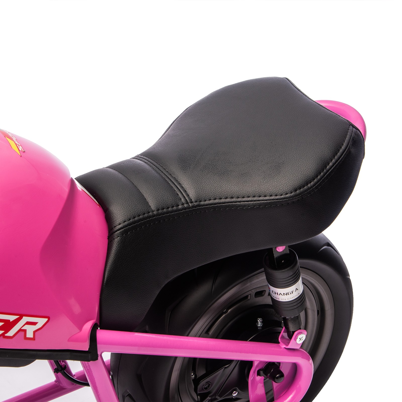 24V 300W Kids Motorcycle, 14″ Fat Wheels, Dual Suspension, Music & Light,6+ Ages