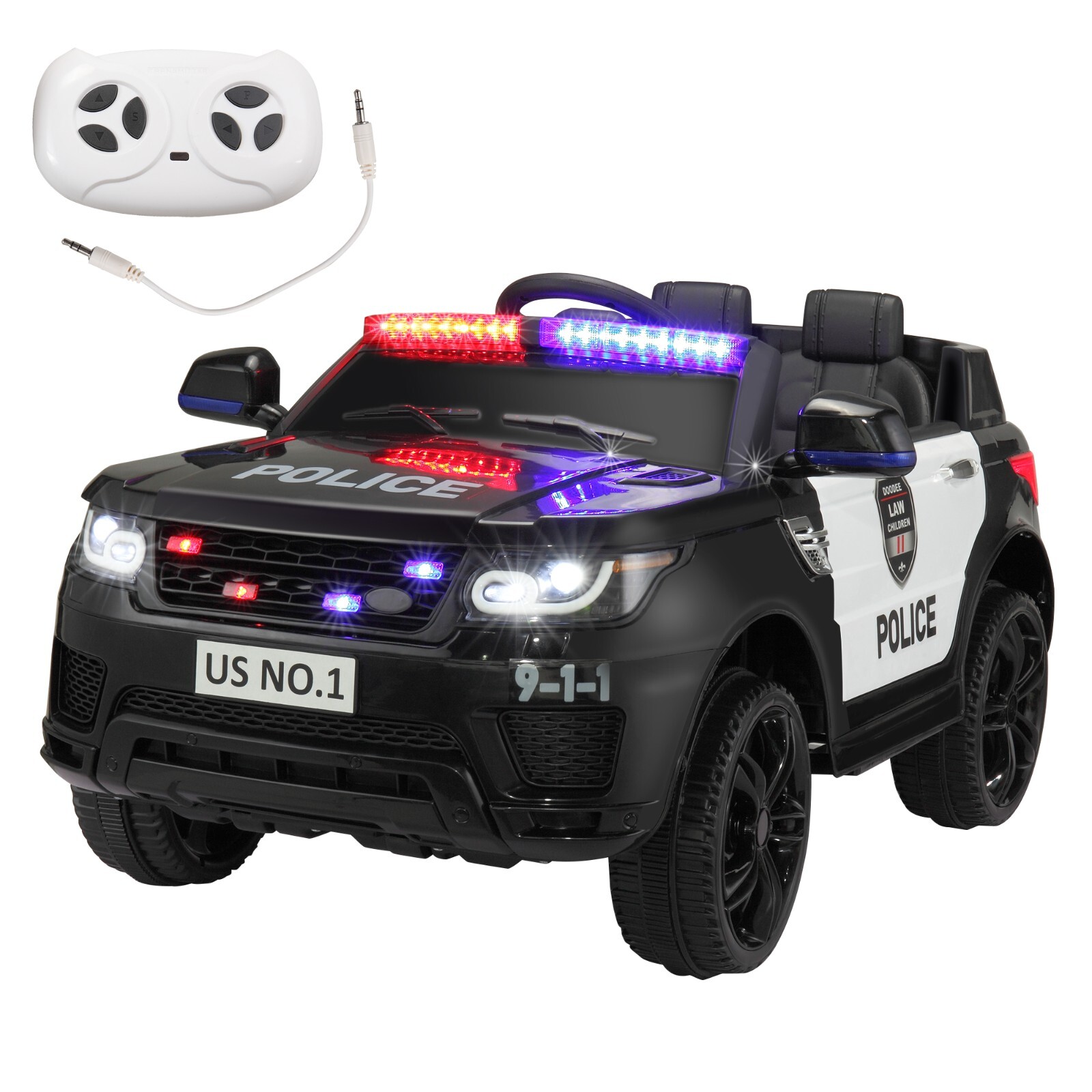12V TOBBI Kids Ride on Police Cars with Lights & Sounds Power Remote Control