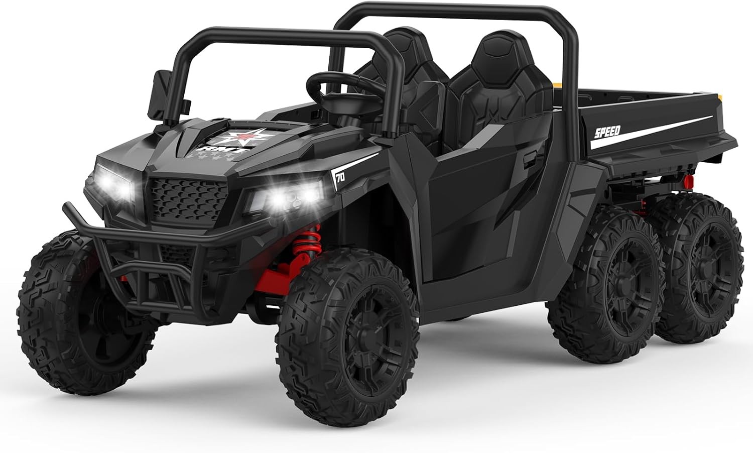 24V 4WD 6-Wheel Electric Ride On Dump Truck with Remote Control, 2 Seater Kids