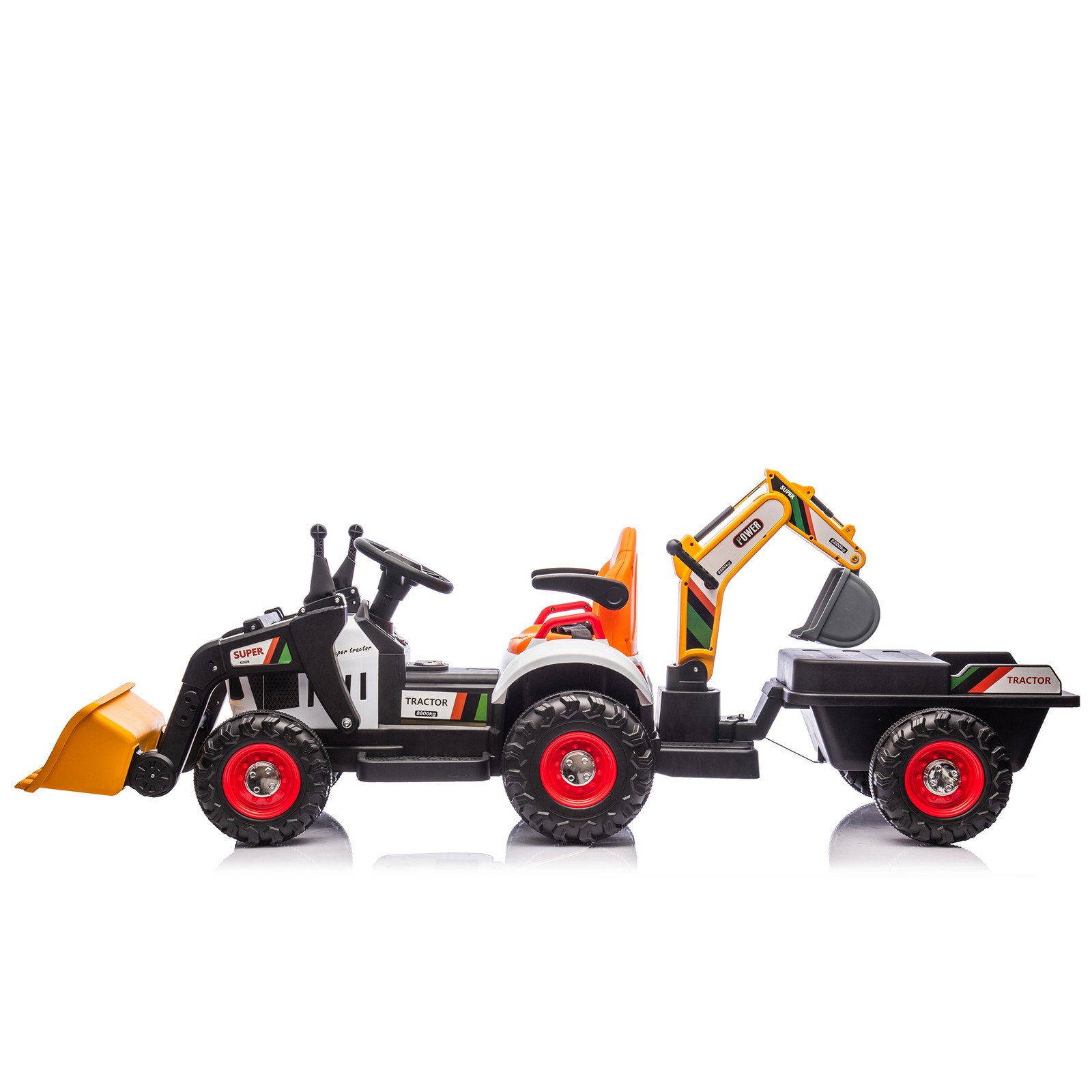 24VKids Ride on Electric Tractor Toy Excavator Vehicle Construction Truck Orange