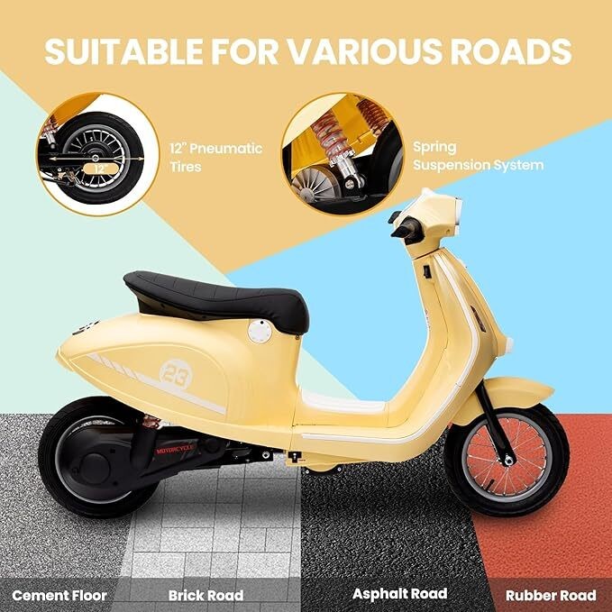 Electric Motorcycle for Big Kids 24V 350W Kids Ride on Moped Max Up to 14MPH