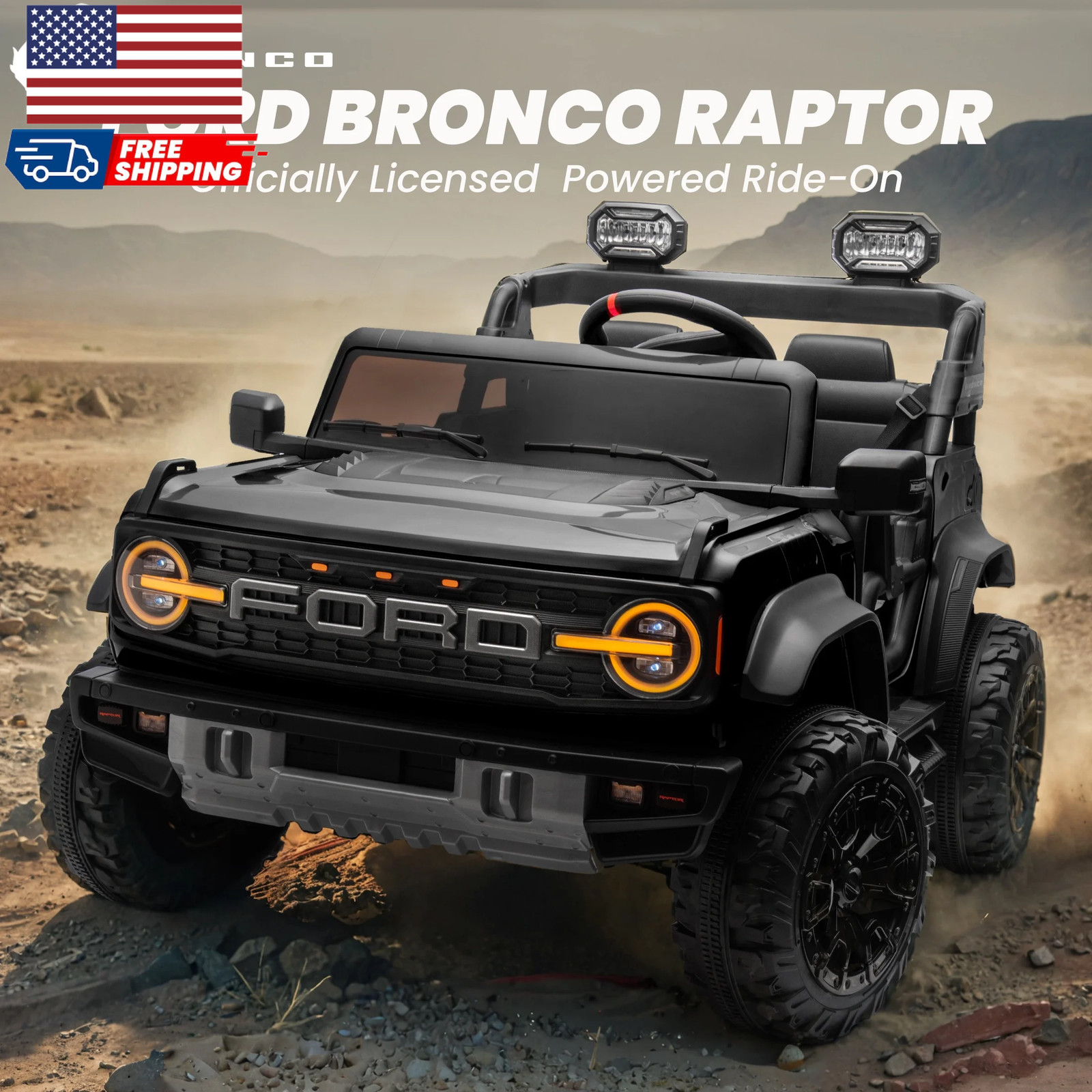 24V 2 Seater Ride on Cars for Big Kids Licensed Ford Bronco Raptor Powered Ride