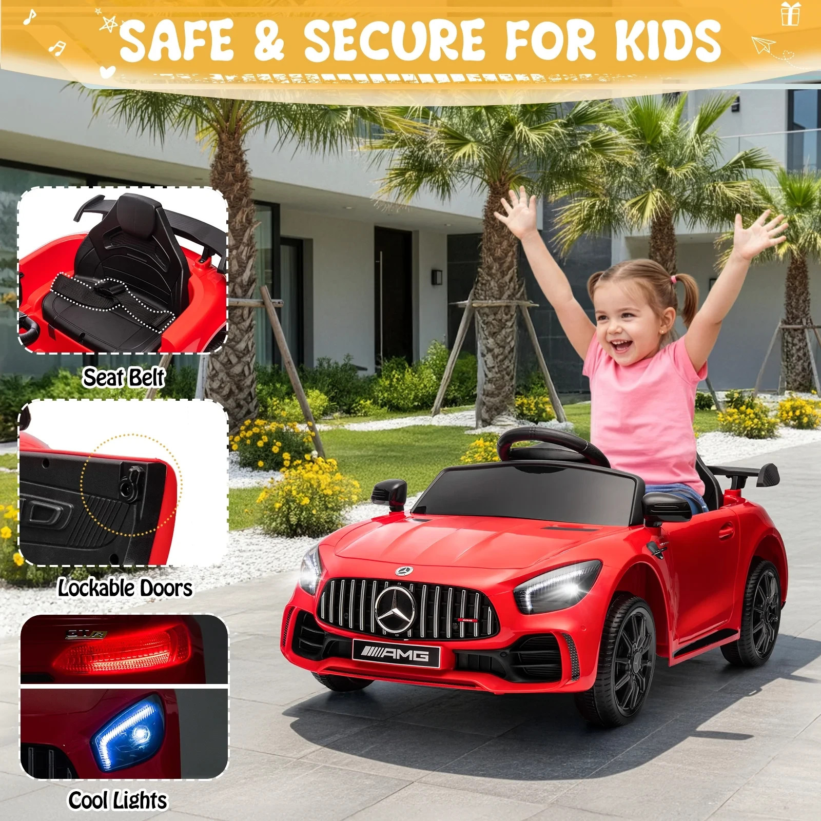 Mercedes-Benz AMG Licensed 12V Kids Ride on Car w/ Remote Bluetooth Enabled R