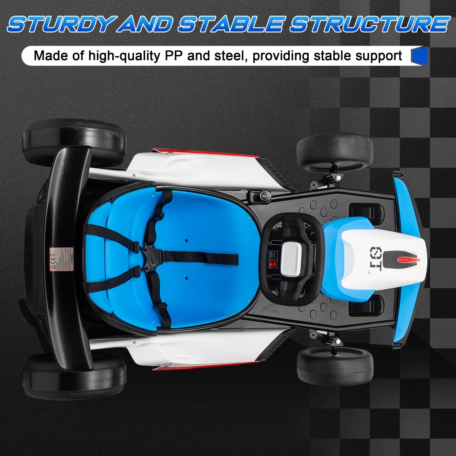 24V 2WD Ride On Race Car for Kids, Drift Kart Car W/ 10Ah Large Battery for Ages