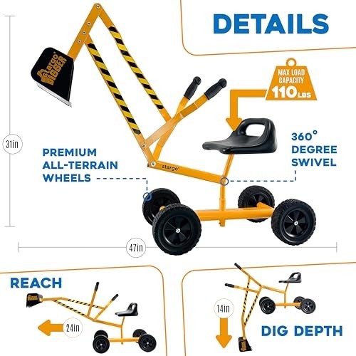 Stargo Kids Ride On Excavator Sand Digger with Rubber Wheels