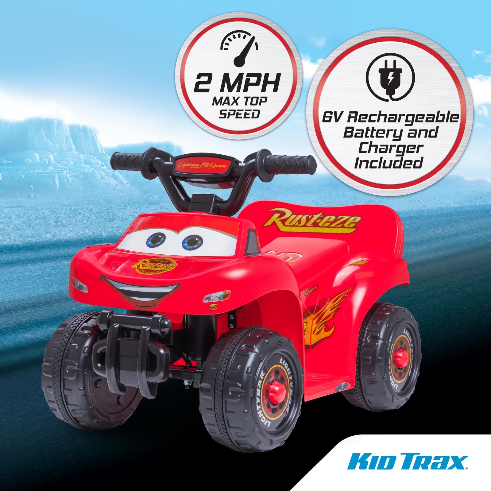 Kid Trax Toddler Disney Cars Quad Ride On Toy, Kids 1.53 Years Old, 6 Volt Ba…