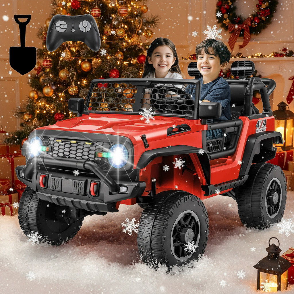 24V Ride on Car, 2 Seater Battery Powered Electric Truck 4WD/2WD Remote Control