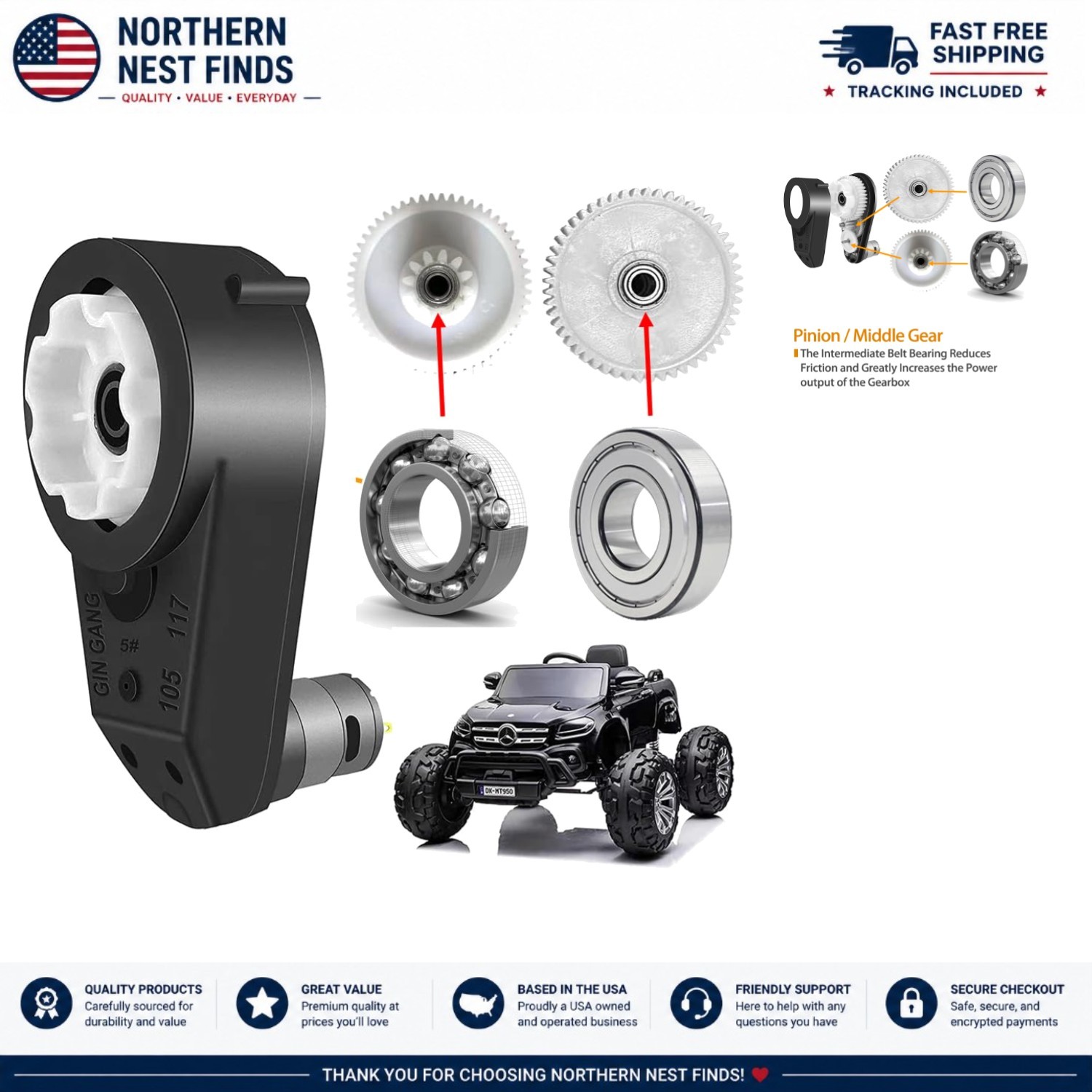Durable 24V High Torque Motor Gearbox for Enhanced Ride-On Toy Performance
