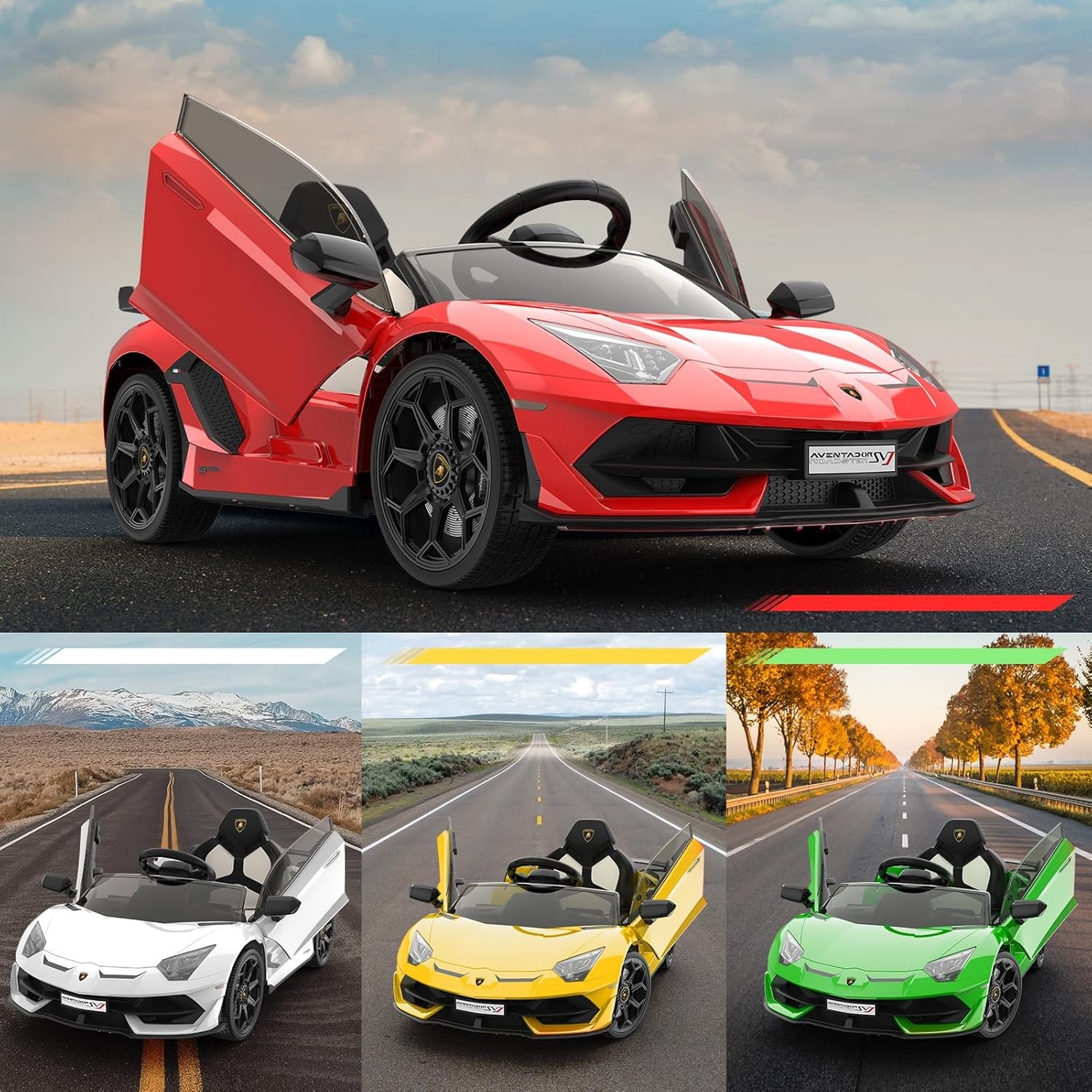 12V Ride On Car Land Rover Kids Electric Car Red with Remote Control Lamborghini