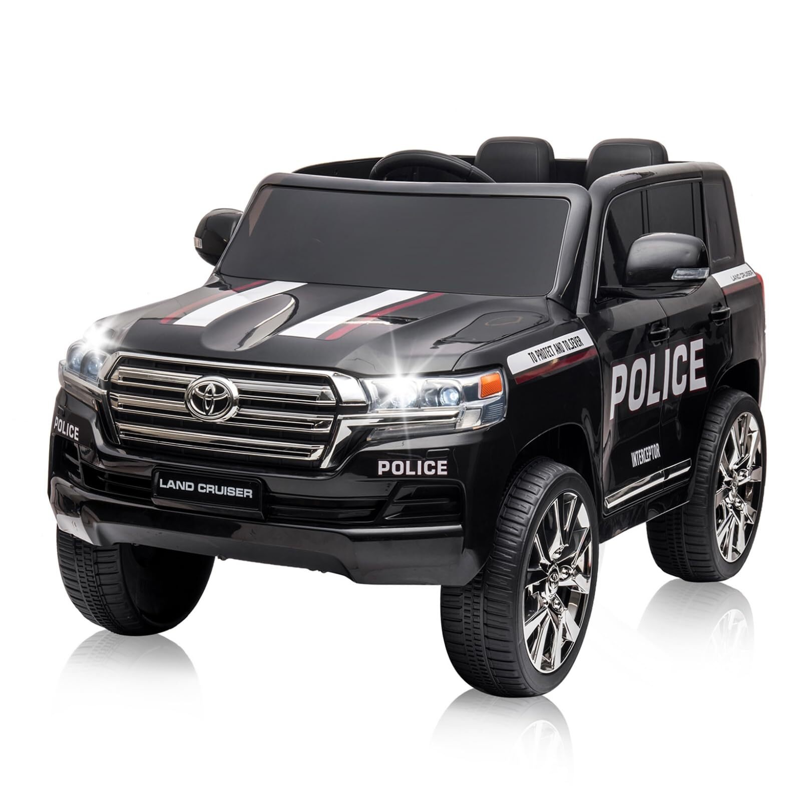 12V Battery Kids Electric Ride on Police Car W/ Remote Control LED Lights Music