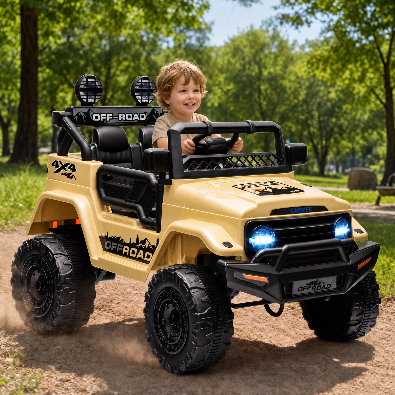 RC Ride on Truck Car 12V Kids Electric Vehicles,LED Lights,Bluetooth,3 Speeds