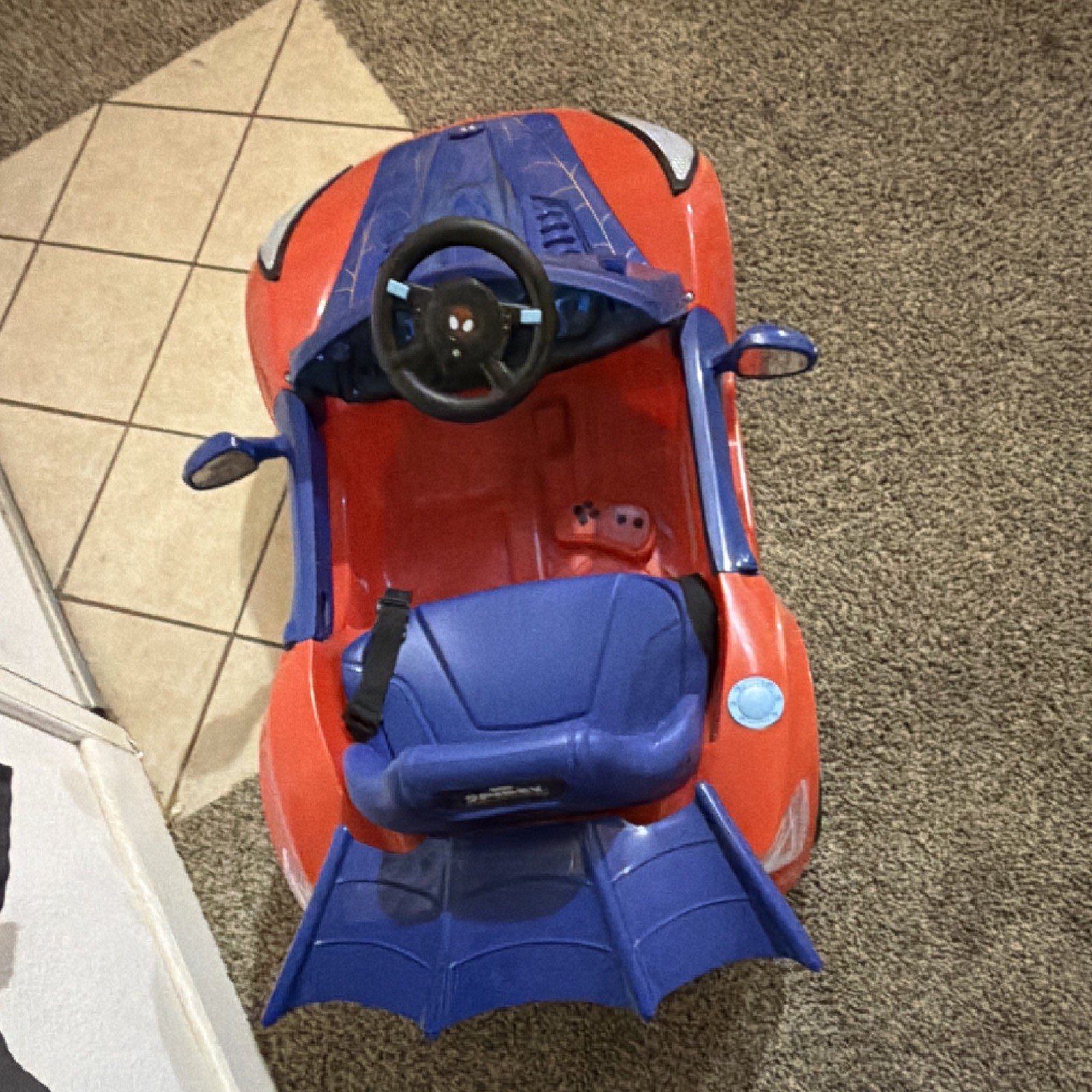 Spider-Man Battery Operated Ride-On Toy Car Blue Red for Ages 3-7