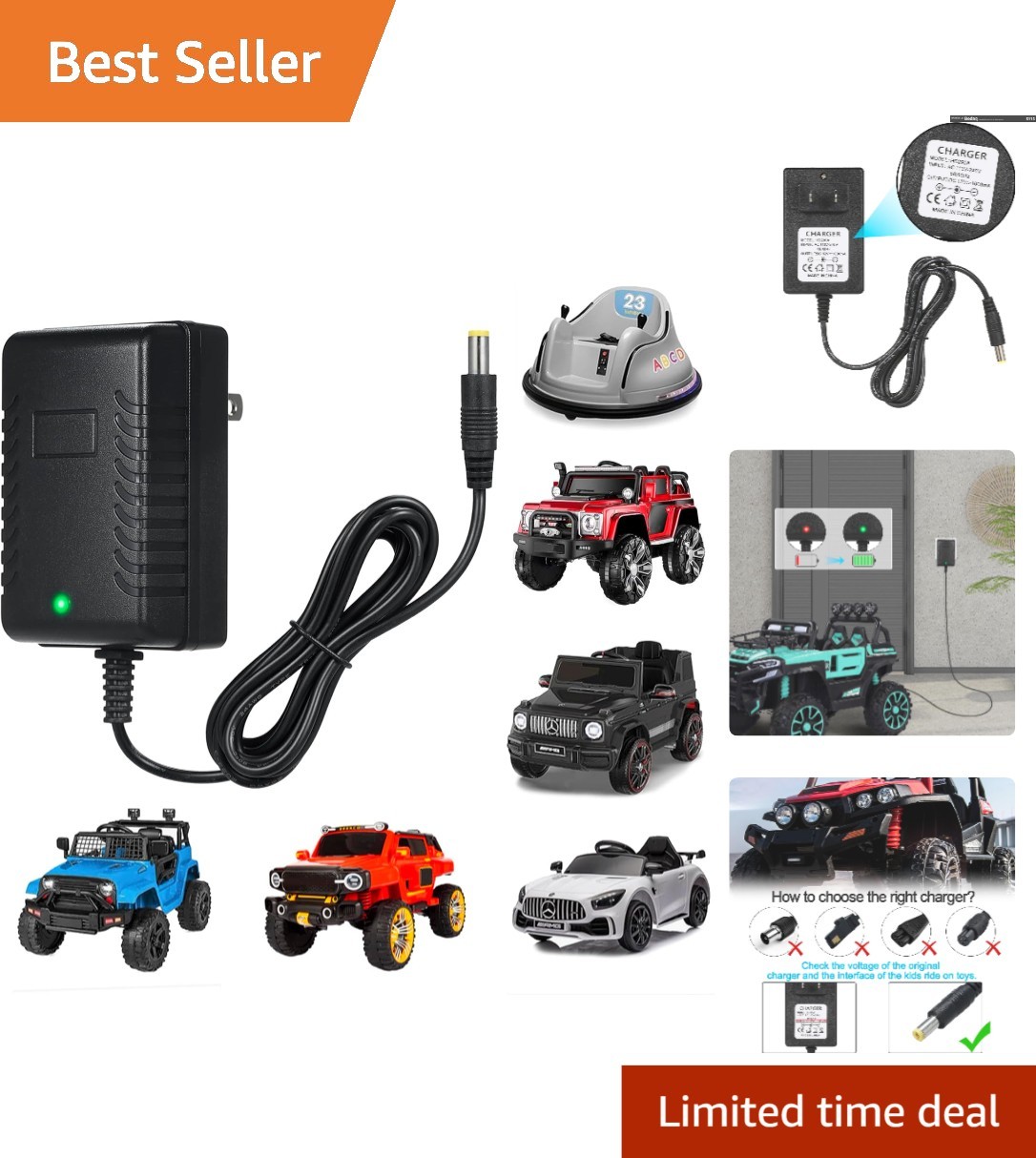 Universal 12V Kids Charger for Ride-On Cars – Fast Charging & Safety Certified