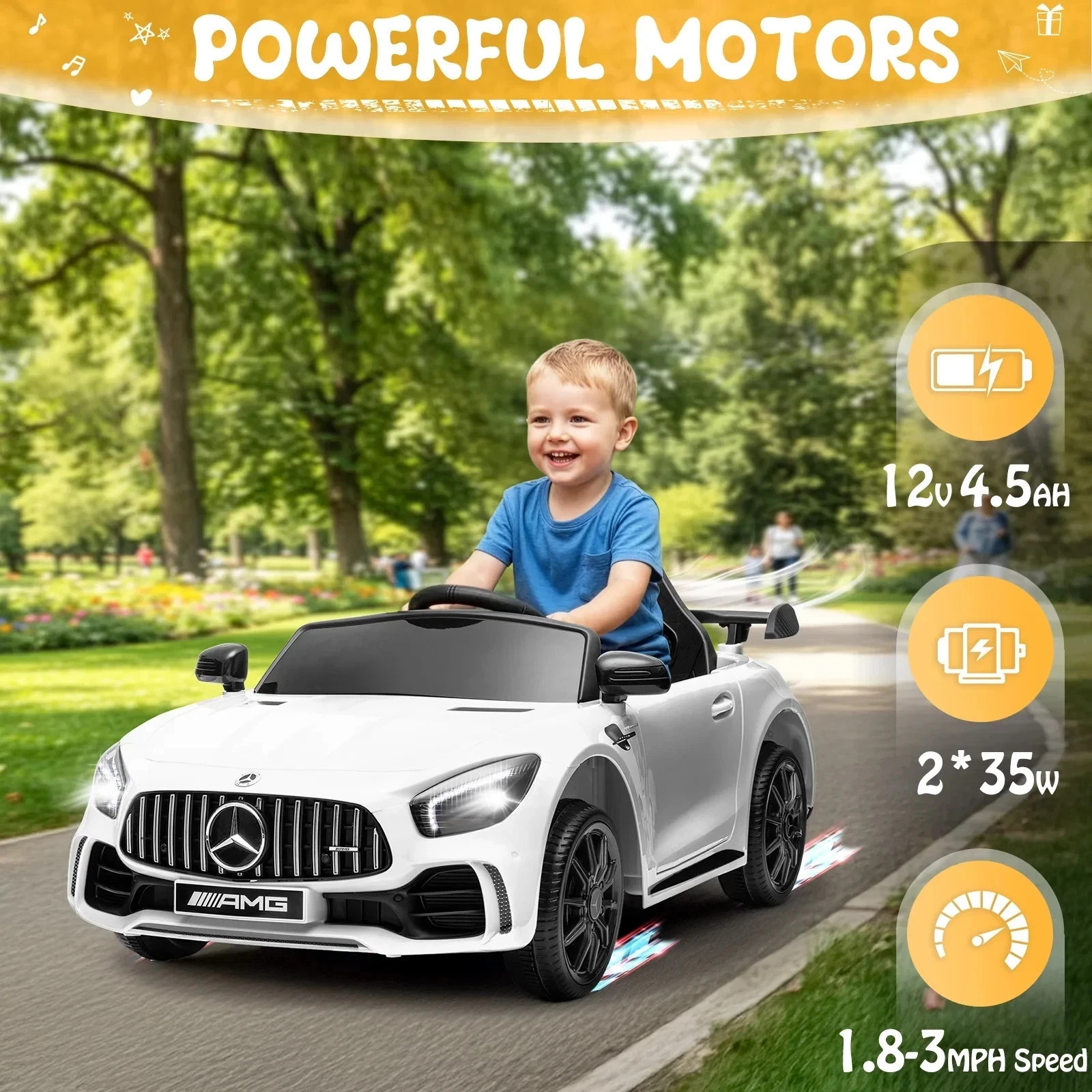 Mercedes-Benz AMG Licensed 12V Kids Ride on Car w/ Remote Bluetooth Enabled W