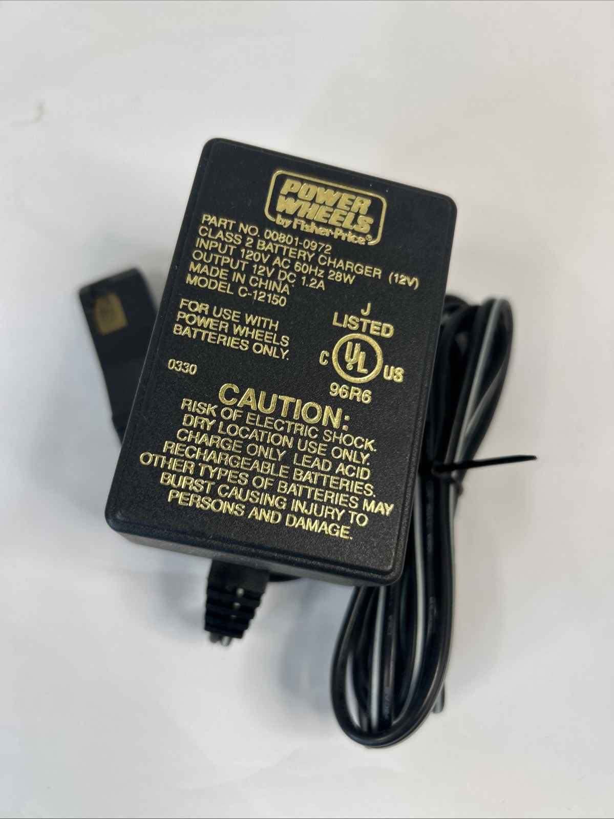 Genuine Power Wheels Charger Adapter Plug AC DC 12VDC 00801-0972 12V Read
