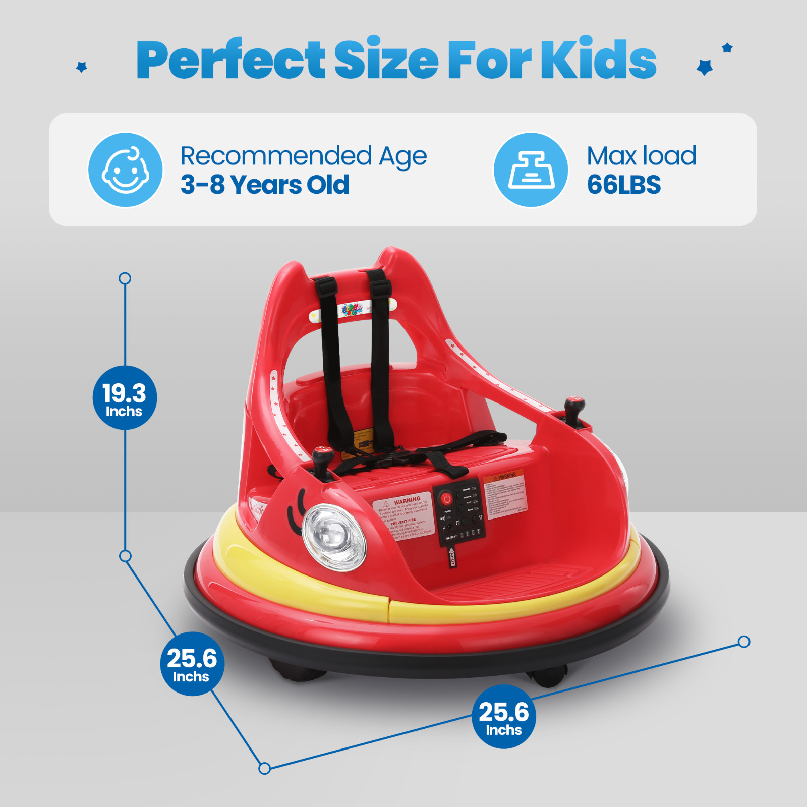 12V Electric Bumper Car for Ages 1.5-6 Years with Remote Control DIY Stickers