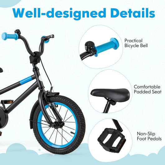 Kids Bike with Adjustable Handlebar and Saddle Black-14 inches – Color: Black –