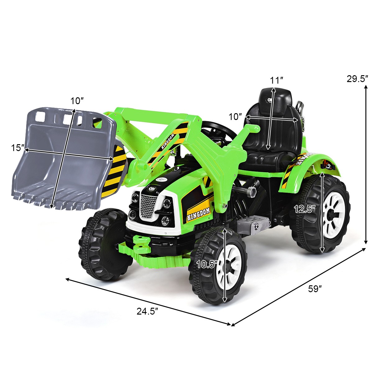 Kids Ride On Excavator Truck 12V Battery Powered W/Front Loader Digger Home
