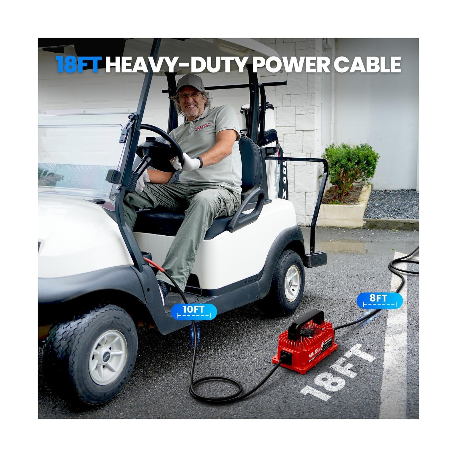 48 Volt 15 Amp Golf Cart Charger with 3-Pin Round Plug for Club Car Precedent…