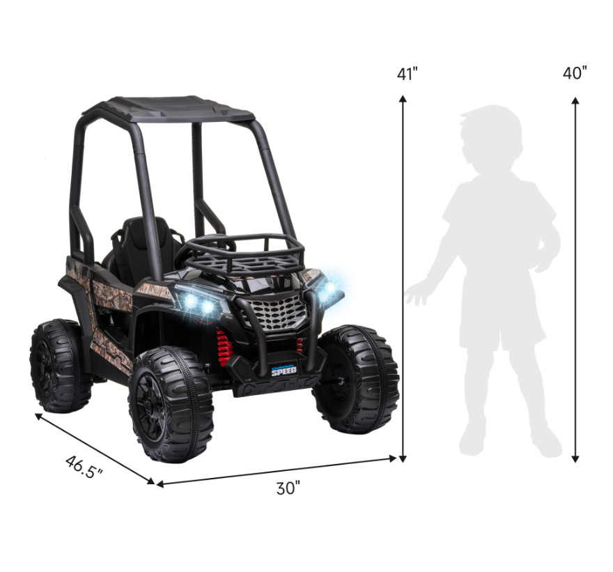 12V Kids Electric Ride On Car UTV Black Camouflage Remote Control MP3