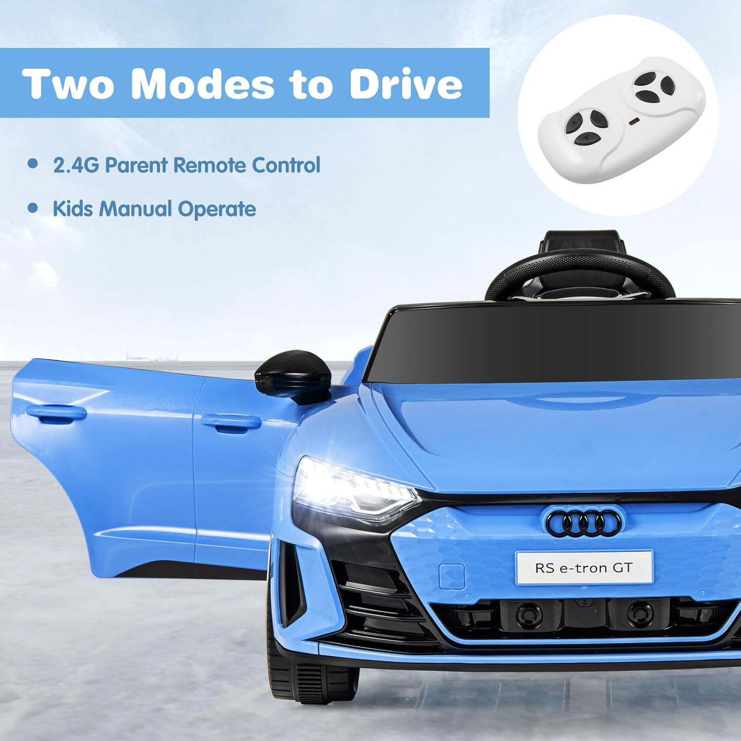 12V Kids Ride on Car, Licensed Audi RS E-Tron GT Electric Vehicle with Remote Co
