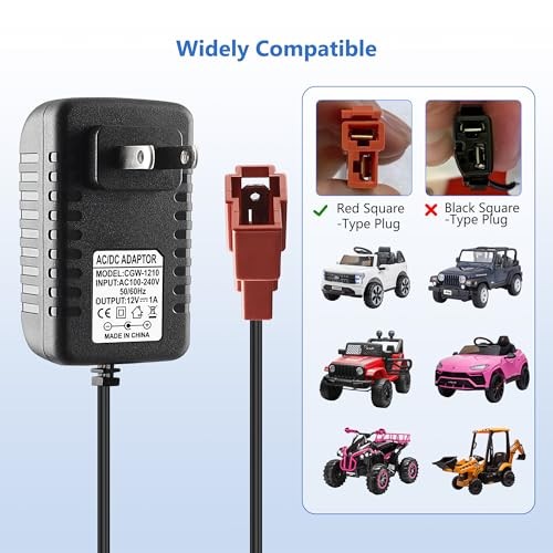 12V Battery Charger for Ride On Car Toy, Compatible with BMX X6, Kid TRAX GMC,