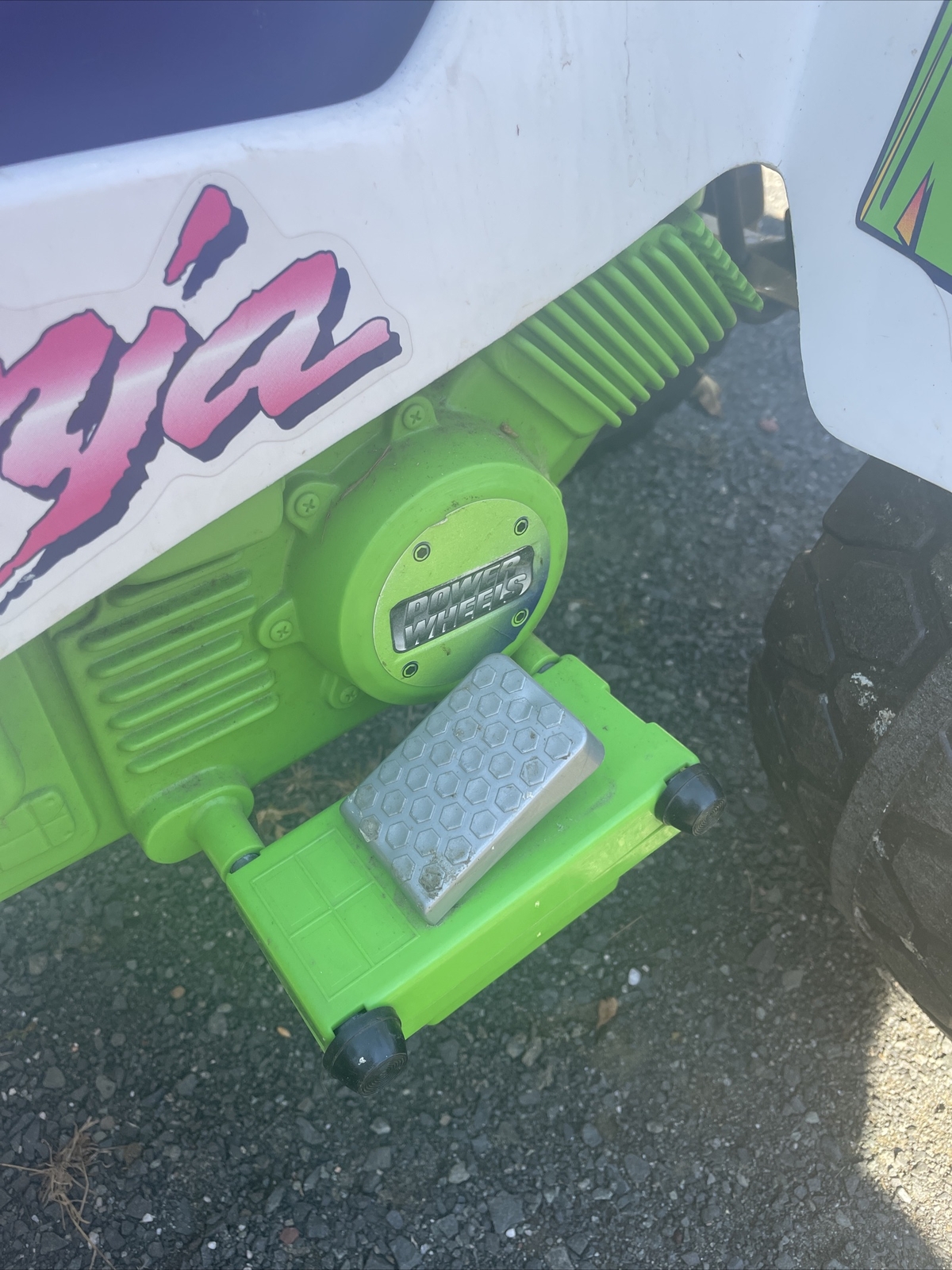 Vtg 90s Kawasaki Ninja XCR Power Wheels Ride-On Quad Neon Kids Rare Car Retro