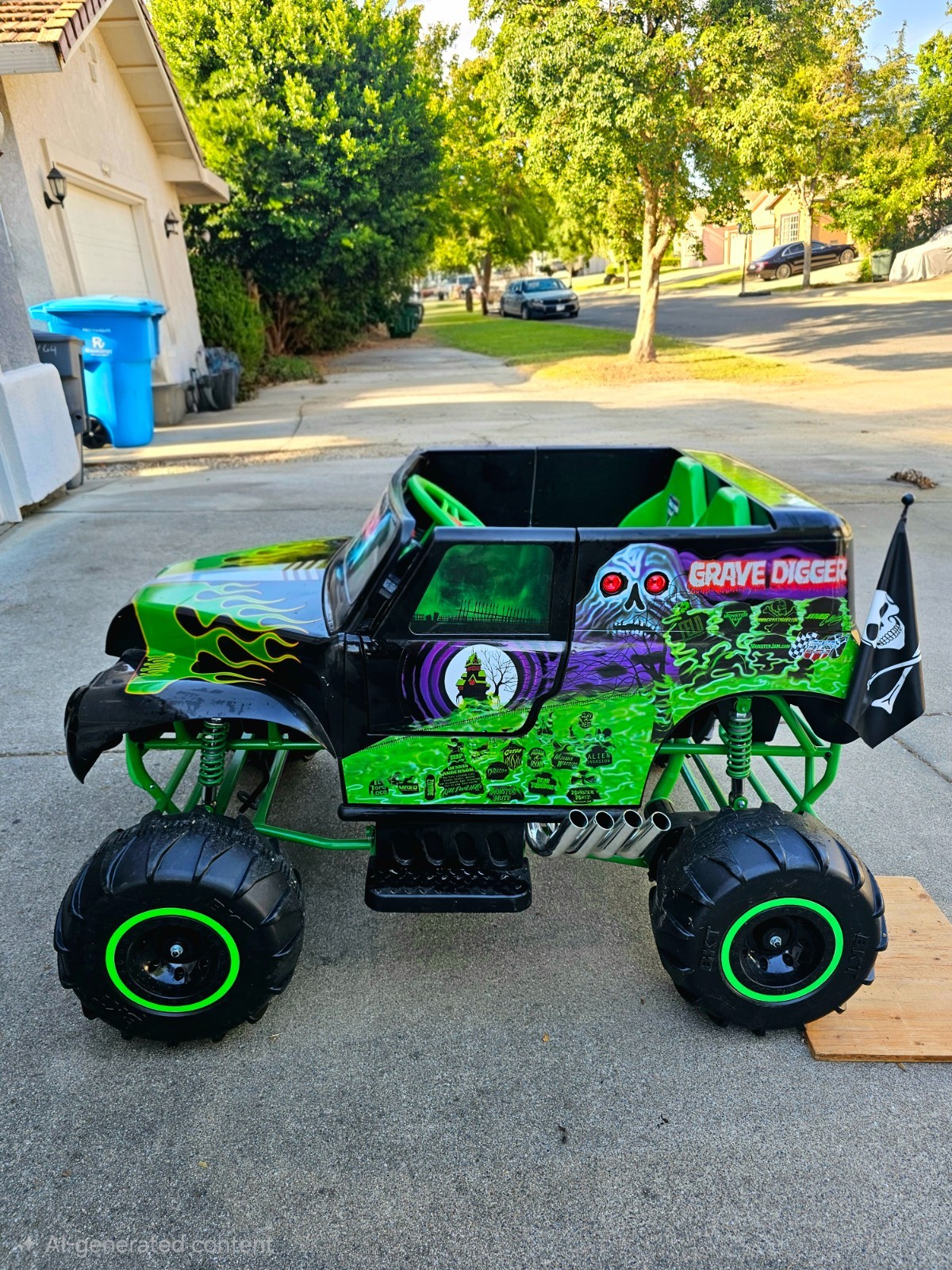 Monster Jam Grave Digger Battery Powered Ride-On Truck Toy, Black/Green