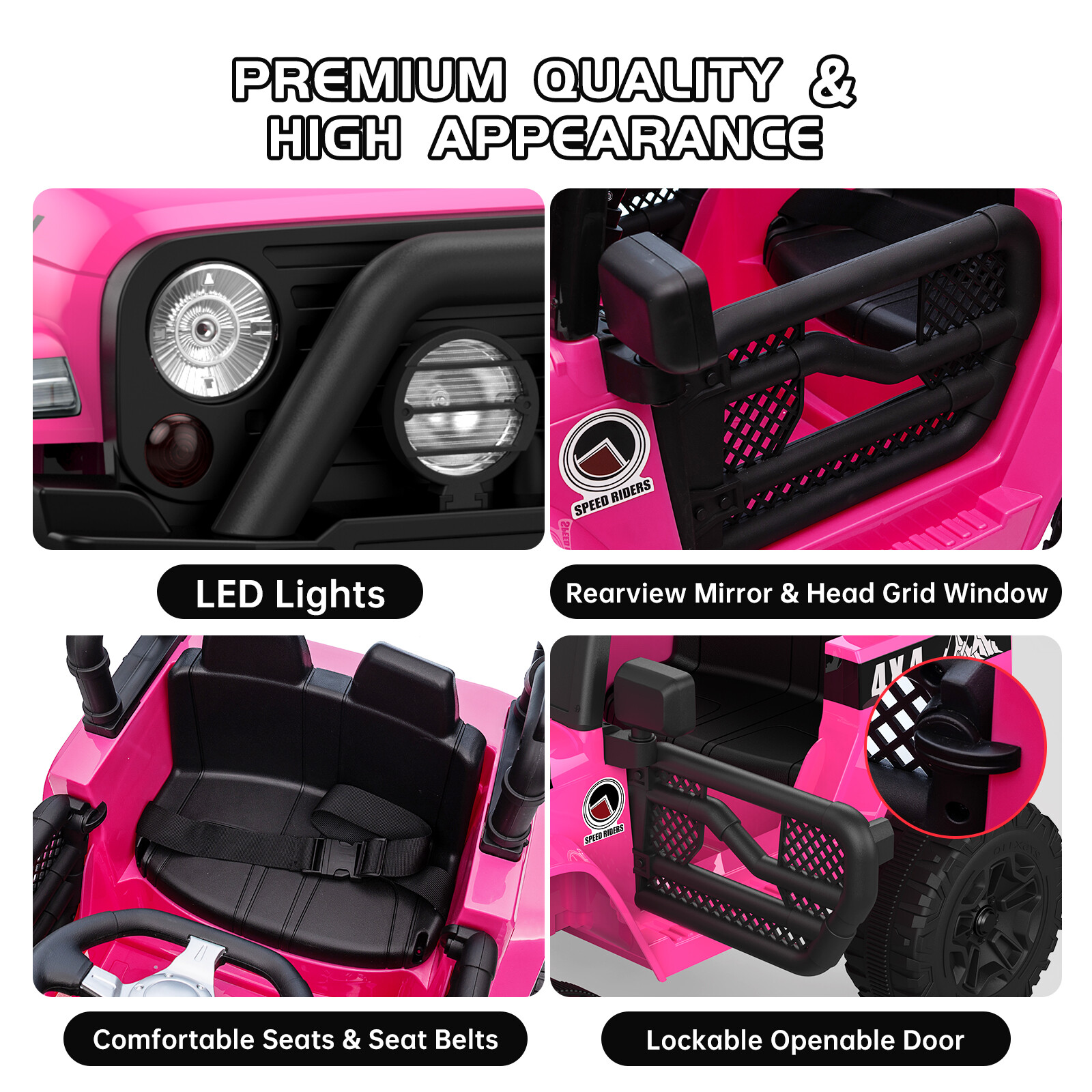 Kids Ride On Car SUV 12V Electric Vehicle Toy with Remote, LED Light, Music