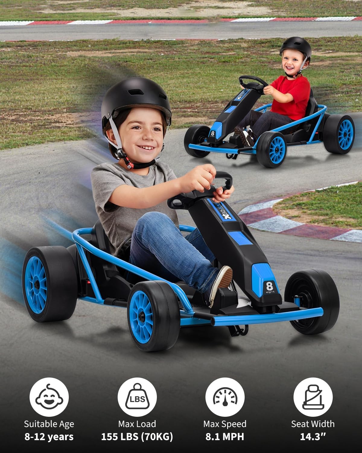 24V Go Kart for Kids High Speed Drifting Outdoor Ride On Toy for Teens W/ Music
