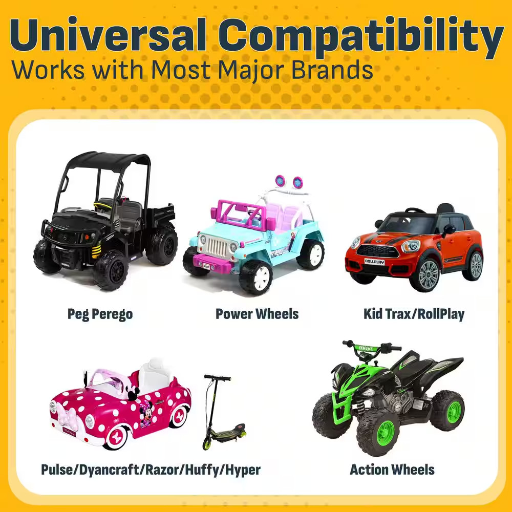 Charge ‘N Ride 3-Amp Battery Charger for Ride on Toys, Includes 5 Connectors, Co