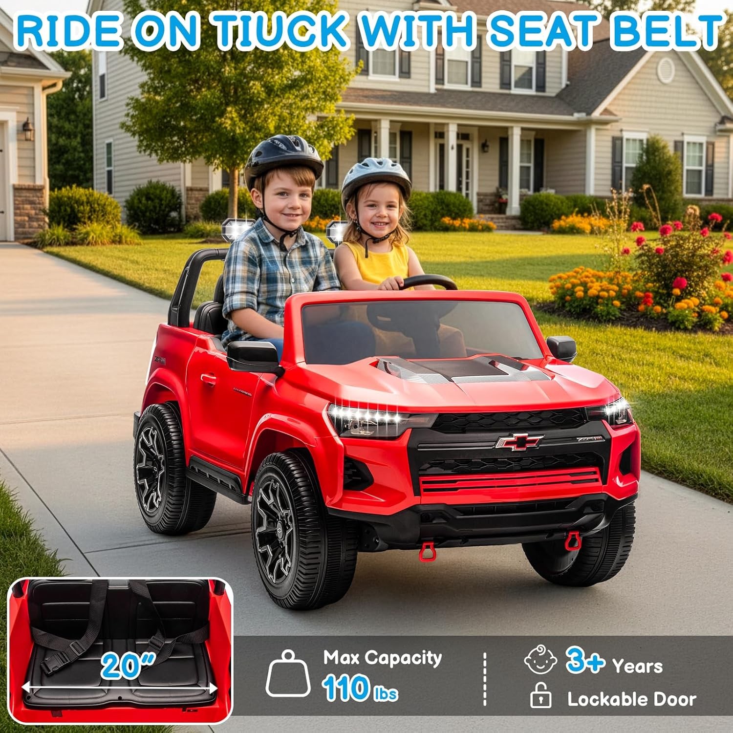 24V Licensed Chevrolet Colorado Electric Car for Kids, Ride on Toys for Toddlers