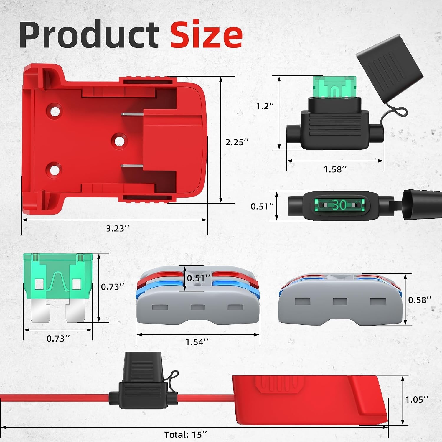 18V Battery Adapter for Power Wheels & RC Toys – Includes Fuses & Wires (2Pcs)