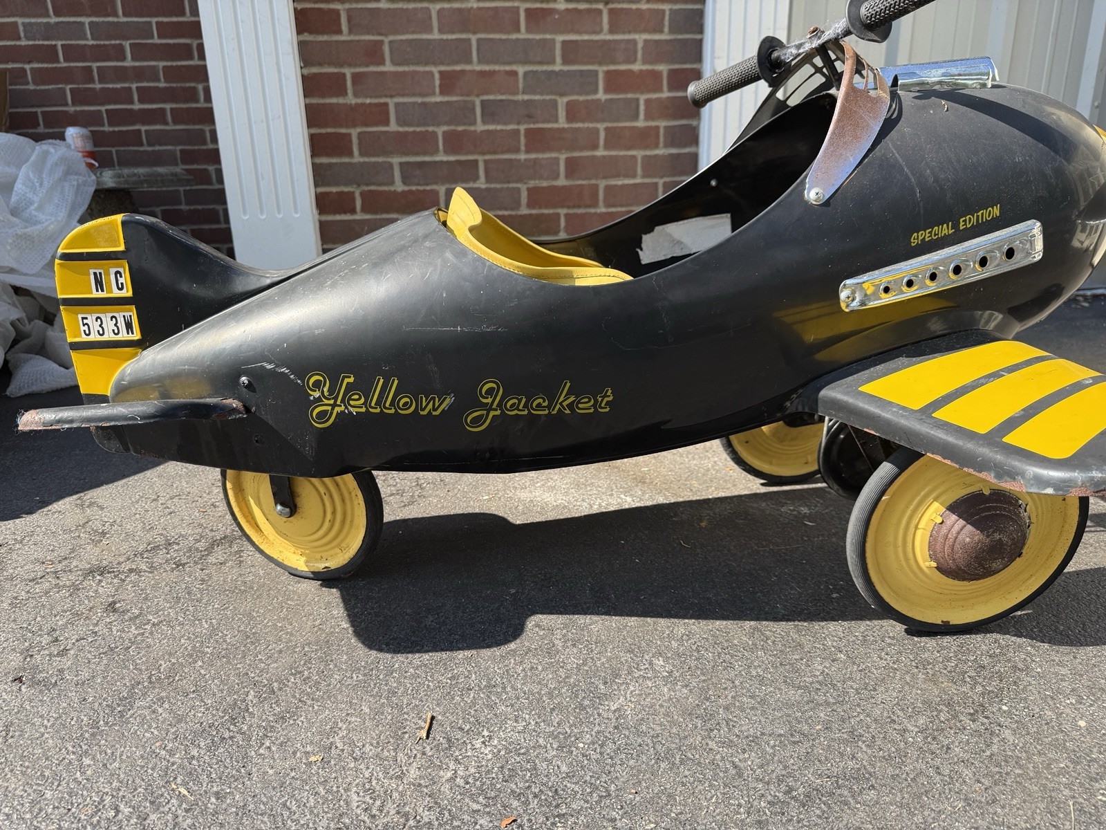 American Retro Yellow Jacket Pedal Airplane Special Edition Metal Ride On Toy