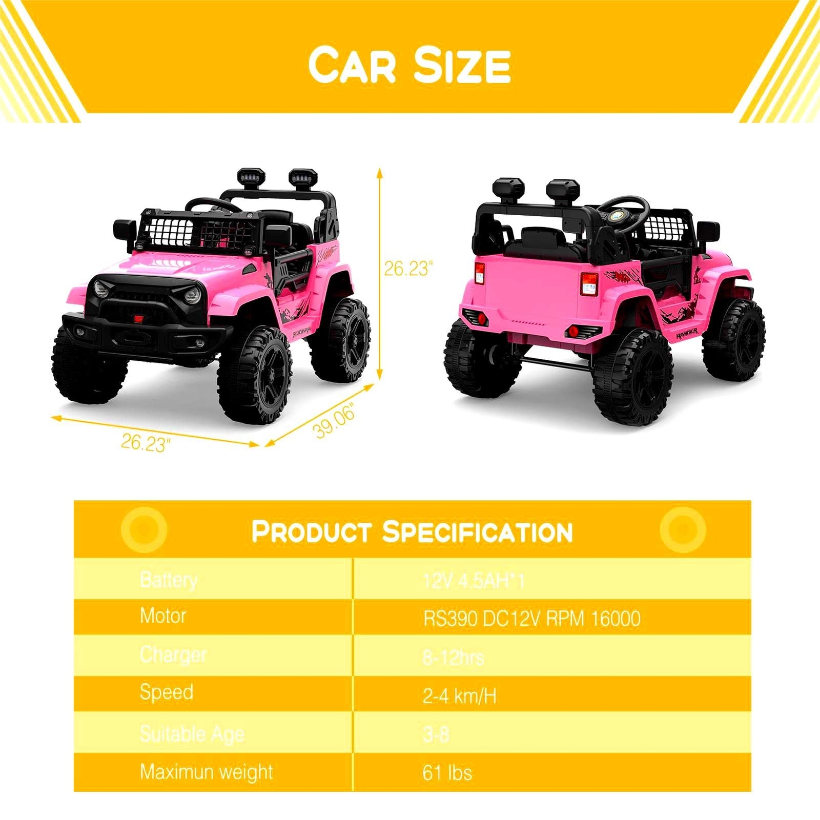 12V Ride on Car Electric Vehicles Kid Truck W/ Remote Control Spring Suspension