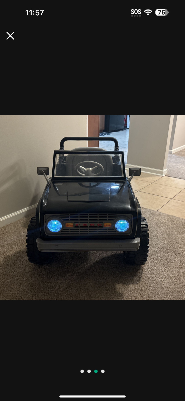 6V Ford Bronco Ride-On Toy for Ages 3-5, Battery Powered, LED Headlights, FM …