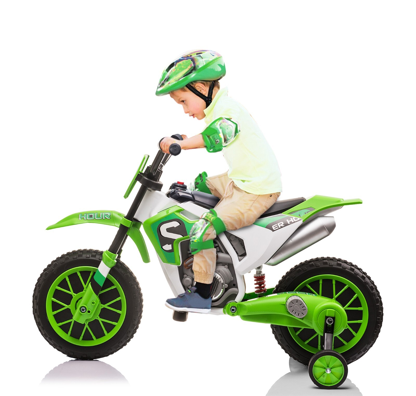 TOBBI 12V Electric Motorcycle for Kids, Motorized Vehicles w/ Training Wheels