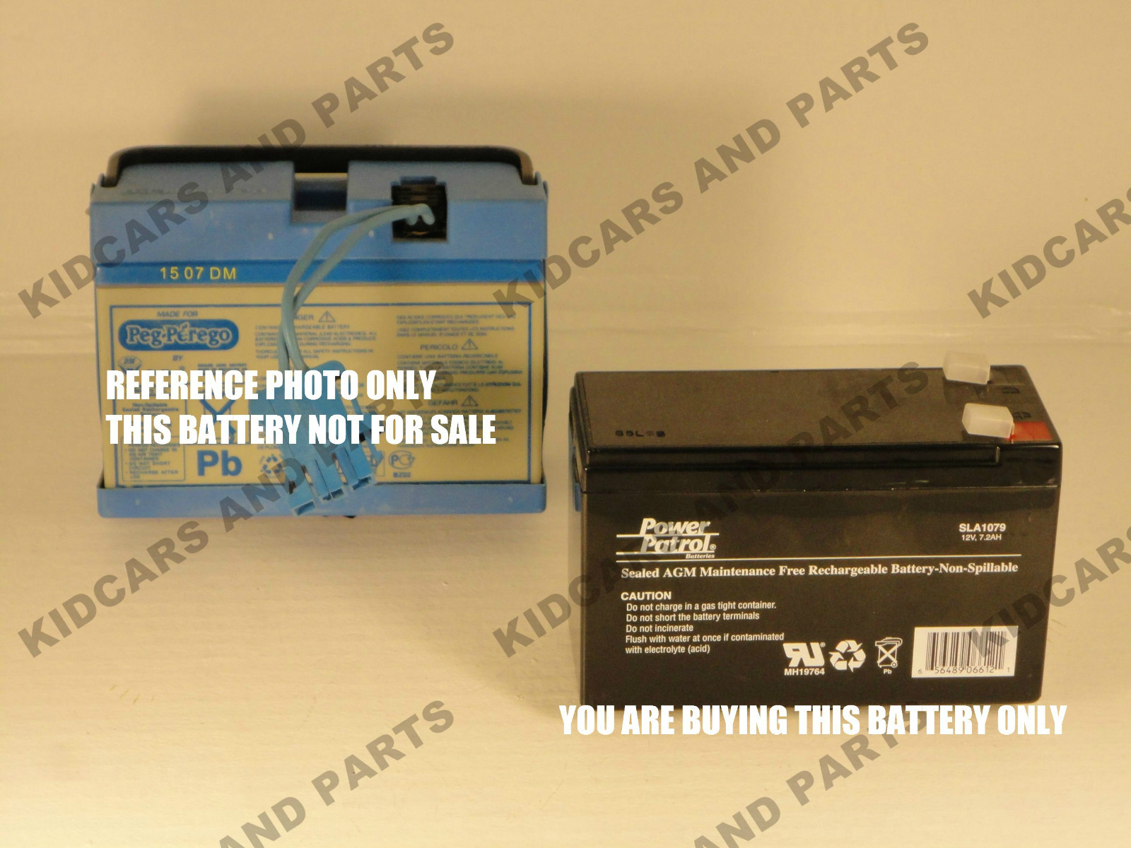 PEG PEREGO TYPE 12 V 8AH SLIM BARE BATTERY REPLACES IAKB0014 NO WIRES OR PLUG