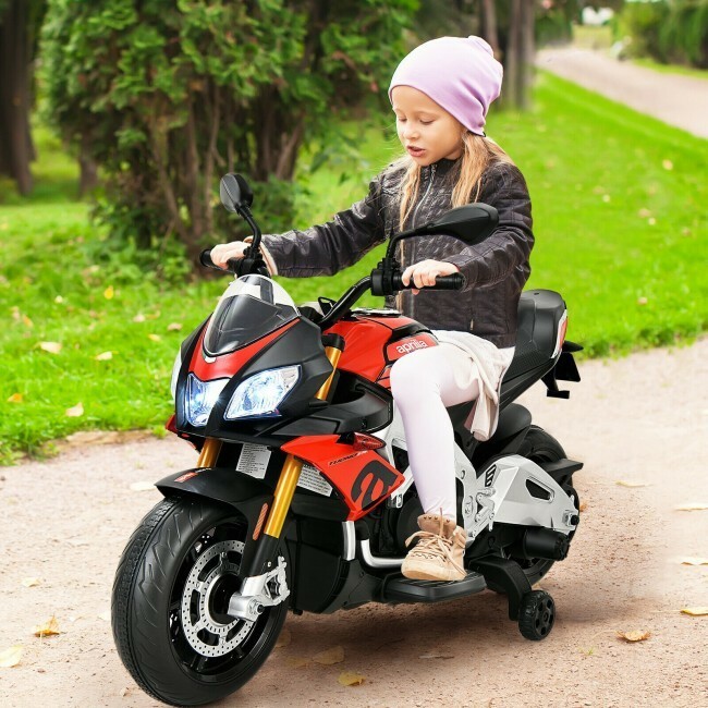 Aprilia Licensed Electric Toddler Ride-On Motorbike with Wheels and LED